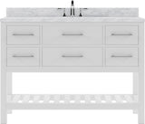 Virtu USA Caroline Estate 48" Single Bath Vanity with White Marble Top and Round Sink - Luxe Bathroom Vanities