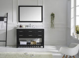 Virtu USA Caroline Estate 48" Single Bath Vanity with White Marble Top and Square Sink with Brushed Nickel Faucet with Matching Mirrors