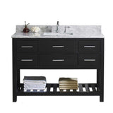 Virtu USA Caroline Estate 48" Single Bath Vanity with Marble Top and Square Sink with Brushed Nickel Faucet - Luxe Bathroom Vanities Luxury Bathroom Fixtures Bathroom Furniture