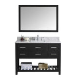 Virtu USA Caroline Estate 48" Single Bath Vanity with Marble Top and Square Sink with Brushed Nickel Faucet and Mirror - Luxe Bathroom Vanities Luxury Bathroom Fixtures Bathroom Furniture