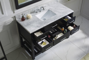 Virtu USA Caroline Estate 48" Single Bath Vanity in White with White Marble Top and Square Sink with Matching Mirrors