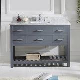 Virtu USA Caroline Estate 48" Single Bath Vanity with White Marble Top and Square Sink with Brushed Nickel Faucet