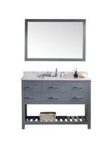 Virtu USA Caroline Estate 48" Single Bath Vanity with Marble Top and Square Sink with Brushed Nickel Faucet and Mirror - Luxe Bathroom Vanities Luxury Bathroom Fixtures Bathroom Furniture