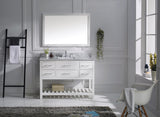 Virtu USA Caroline Estate 48" Single Bath Vanity with White Marble Top and Square Sink with Brushed Nickel Faucet with Matching Mirrors