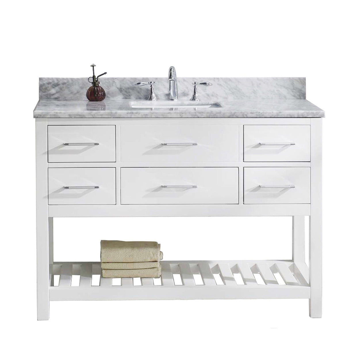 Virtu USA Caroline Estate 48" Single Bath Vanity with Marble Top and Square Sink with Brushed Nickel Faucet - Luxe Bathroom Vanities Luxury Bathroom Fixtures Bathroom Furniture