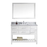 Virtu USA Caroline Estate 48" Single Bath Vanity with Marble Top and Square Sink with Brushed Nickel Faucet and Mirror - Luxe Bathroom Vanities Luxury Bathroom Fixtures Bathroom Furniture