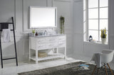 Virtu USA Caroline Estate 48" Single Bath Vanity with White Marble Top and Square Sink with Polished Chrome Faucet with Matching Mirrors