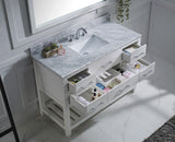 Virtu USA Caroline Estate 48" Single Bath Vanity with White Marble Top and Square Sink with Polished Chrome Faucet with Matching Mirrors