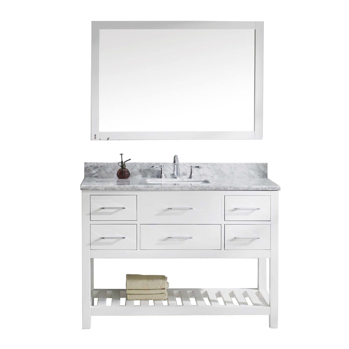 Virtu USA Caroline Estate 48" Single Bath Vanity with Marble Top and Square Sink with Mirror - Luxe Bathroom Vanities Luxury Bathroom Fixtures Bathroom Furniture
