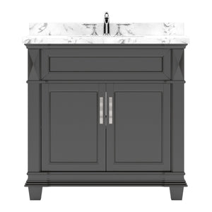 Virtu USA Victoria 36" Single Bath Vanity with White Quartz Top and Round Sink - Luxe Bathroom Vanities