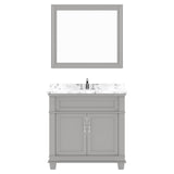 Virtu USA Victoria 36" Single Bath Vanity with White Quartz Top and Round Sink with Matching Mirror - Luxe Bathroom Vanities