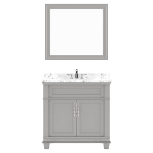 Virtu USA Victoria 36" Single Bath Vanity with White Quartz Top and Round Sink with Matching Mirror - Luxe Bathroom Vanities
