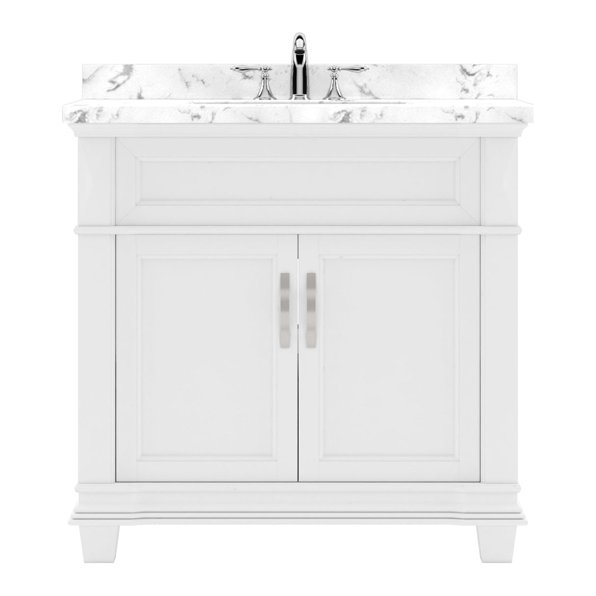 Virtu USA Victoria 36" Single Bath Vanity with White Quartz Top and Round Sink - Luxe Bathroom Vanities