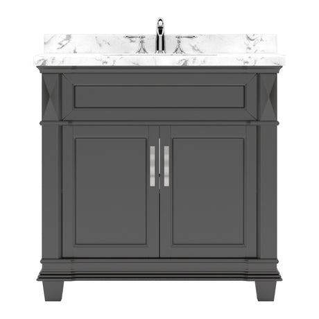 Virtu USA Victoria 36" Single Bath Vanity in  with White Quartz Top and Square Sink - Luxe Bathroom Vanities