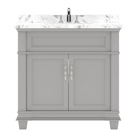 Virtu USA Victoria 36" Single Bath Vanity in  with White Quartz Top and Square Sink - Luxe Bathroom Vanities