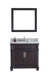 Virtu USA Victoria 36" Single Bath Vanity with Marble Top and Round Sink with Polished Chrome Faucet and Mirror - Luxe Bathroom Vanities Luxury Bathroom Fixtures Bathroom Furniture