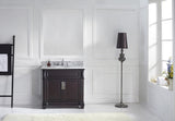 Virtu USA Victoria 36" Single Bath Vanitywith White Marble Top and Round Sink