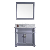 Virtu USA Victoria 36" Single Bath Vanity with Marble Top and Round Sink with Polished Chrome Faucet and Mirror - Luxe Bathroom Vanities Luxury Bathroom Fixtures Bathroom Furniture
