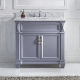 Virtu USA Victoria 36" Single Bath Vanitywith White Marble Top and Round Sink