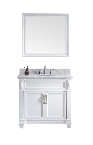Virtu USA Victoria 36" Single Bath Vanity with Marble Top and Round Sink with Brushed Nickel Faucet and Mirror - Luxe Bathroom Vanities Luxury Bathroom Fixtures Bathroom Furniture