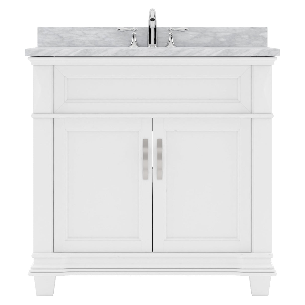 Virtu USA Victoria 36" Single Bath Vanitywith White Marble Top and Round Sink - Luxe Bathroom Vanities