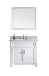 Virtu USA Victoria 36" Single Bath Vanity with Marble Top and Round Sink with Mirror - Luxe Bathroom Vanities Luxury Bathroom Fixtures Bathroom Furniture