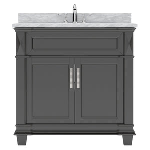 Virtu USA Victoria 36" Single Bath Vanity with White Marble Top and Square Sink - Luxe Bathroom Vanities