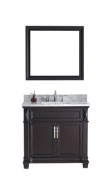Virtu USA Victoria 36" Single Bath Vanity with Marble Top and Square Sink with Mirror - Luxe Bathroom Vanities Luxury Bathroom Fixtures Bathroom Furniture