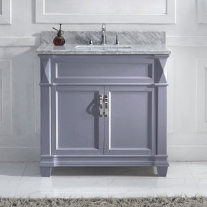 Virtu USA Victoria 36" Single Bath Vanity with White Marble Top and Square Sink