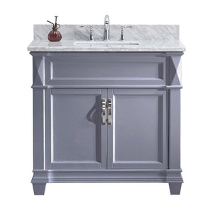 Virtu USA Victoria 36" Single Bath Vanity in Grey with Marble Top and Square Sink - Luxe Bathroom Vanities Luxury Bathroom Fixtures Bathroom Furniture