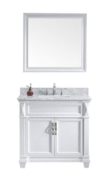 Virtu USA Victoria 36" Single Bath Vanity with Marble Top and Square Sink with Polished Chrome Faucet and Mirror - Luxe Bathroom Vanities Luxury Bathroom Fixtures Bathroom Furniture