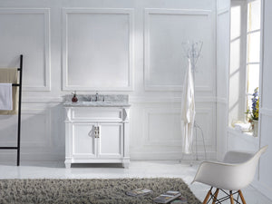 Virtu USA Victoria 36" Single Bath Vanity with White Marble Top and Square Sink