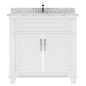 Virtu USA Victoria 36" Single Bath Vanity with White Marble Top and Square Sink - Luxe Bathroom Vanities