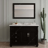 Virtu USA Victoria 48" Single Bath Vanity with White Quartz Top and Round Sink with Matching Mirror