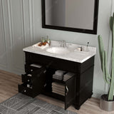 Virtu USA Victoria 48" Single Bath Vanity with White Quartz Top and Round Sink with Matching Mirror