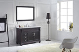 Virtu USA Victoria 48" Single Bath Vanity with White Marble Top and Round Sink with Brushed Nickel Faucet with Matching Mirror