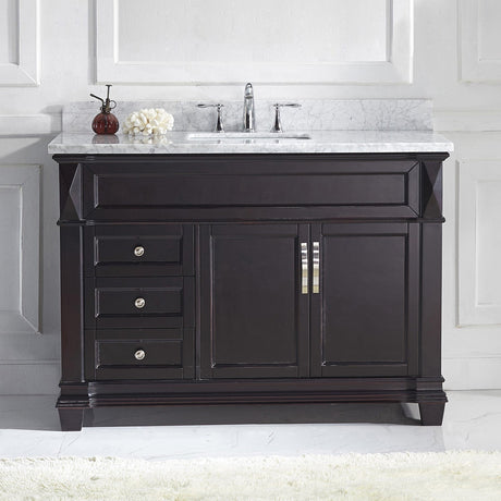 Virtu USA Victoria 48" Single Bath Vanity with White Marble Top and Round Sink