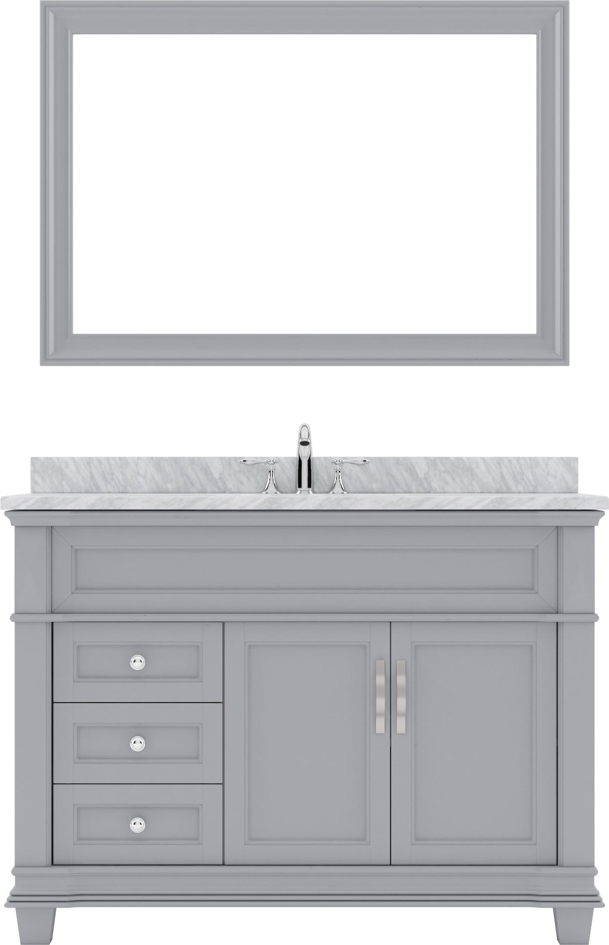 Virtu USA Victoria 48" Single Bath Vanity with Marble Top and Round Sink with Polished Chrome Faucet and Mirror - Luxe Bathroom Vanities