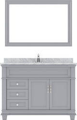 Virtu USA Victoria 48" Single Bath Vanity with Marble Top and Round Sink with Polished Chrome Faucet and Mirror - Luxe Bathroom Vanities