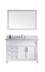 Virtu USA Victoria 48" Single Bath Vanity with Marble Top and Round Sink with Brushed Nickel Faucet and Mirror - Luxe Bathroom Vanities