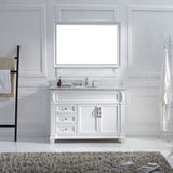 Virtu USA Victoria 48" Single Bath Vanity with White Marble Top and Round Sink with Polished Chrome Faucet with Matching Mirror