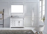 Virtu USA Victoria 48" Single Bath Vanity with White Marble Top and Round Sink with Polished Chrome Faucet with Matching Mirror