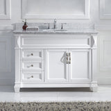 Virtu USA Victoria 48" Single Bath Vanity with White Marble Top and Round Sink