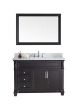 Virtu USA Victoria 48" Single Bath Vanity with Marble Top and Square Sink with Polished Chrome Faucet and Mirror - Luxe Bathroom Vanities Luxury Bathroom Fixtures Bathroom Furniture