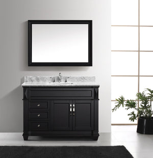 Virtu USA Victoria 48" Single Bath Vanity with White Marble Top and Square Sink with Matching Mirror