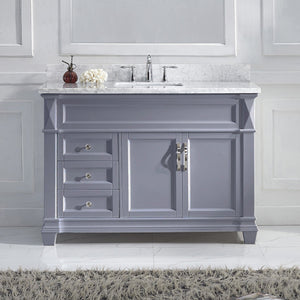 Virtu USA Victoria 48" Single Bath Vanity in Gray with White Marble Top and Square Sink