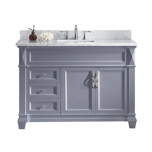 Virtu USA Victoria 48" Single Bath Vanity in Grey with Marble Top and Square Sink - Luxe Bathroom Vanities Luxury Bathroom Fixtures Bathroom Furniture