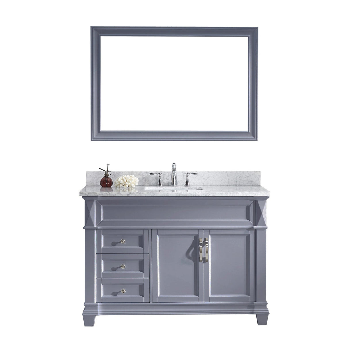 Virtu USA Victoria 48" Single Bath Vanity with Marble Top and Square Sink with Mirror - Luxe Bathroom Vanities Luxury Bathroom Fixtures Bathroom Furniture