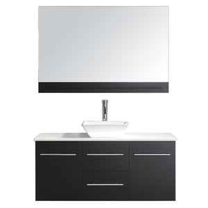 Virtu USA Marsala 48" Single Bath Vanity in Espresso with White Engineered Stone Top and Square Sink with Polished Chrome Faucet and Mirror - Luxe Bathroom Vanities Luxury Bathroom Fixtures Bathroom Furniture