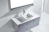 Virtu USA Marsala 48" Single Bath Vanity with White Engineered Stone Top and Square Sink with Brushed Nickel Faucet with Matching Mirror